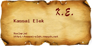 Kassai Elek névjegykártya